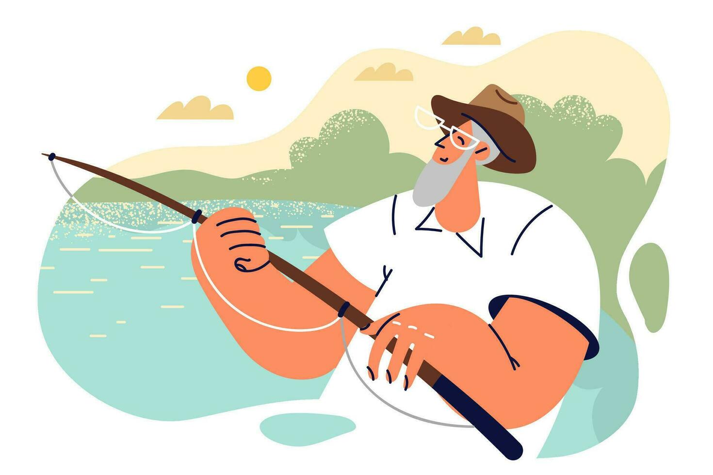 Old Man Fishing Vector Art, Icons, and Graphics for Free Download