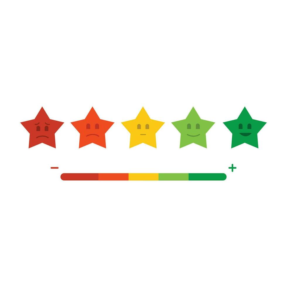 Customer satisfaction survey star emoticons vector