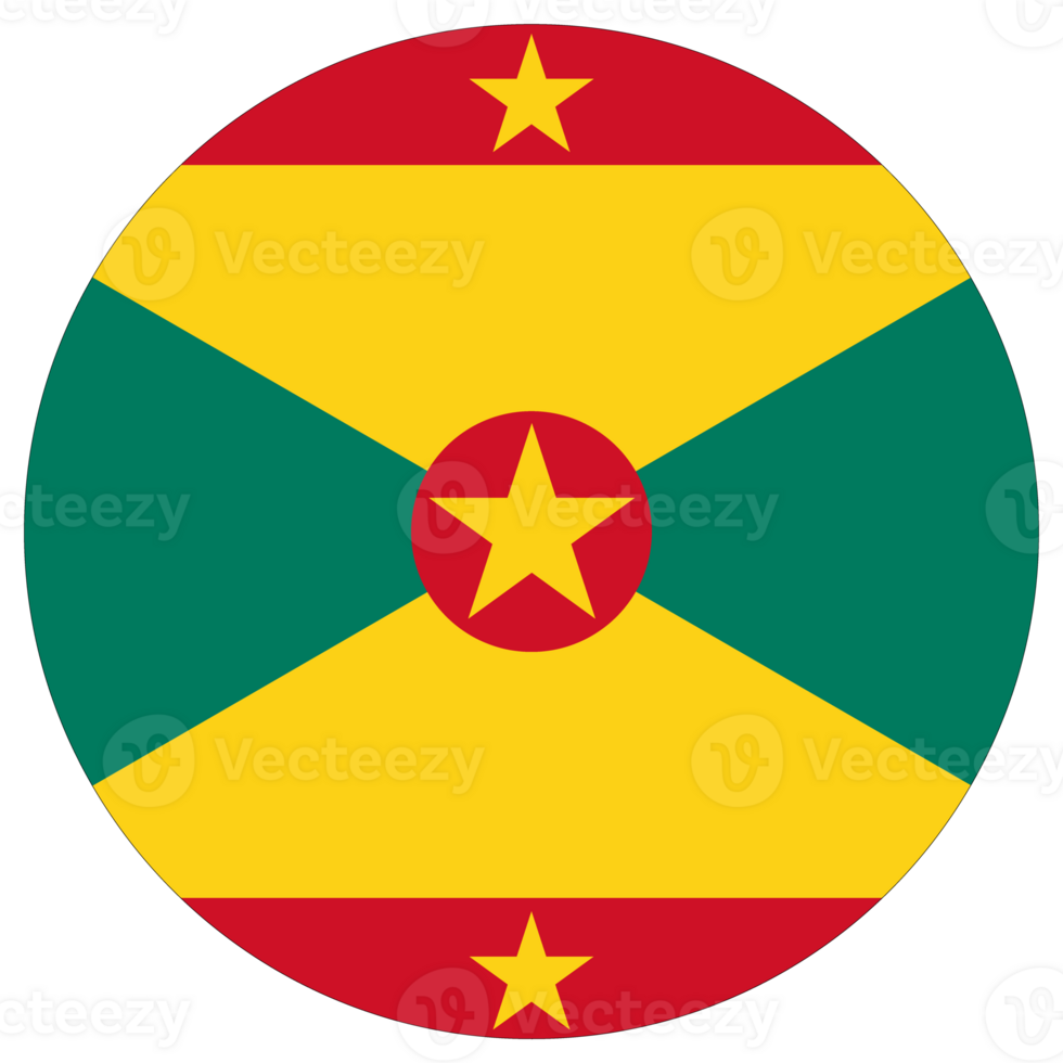 Grenada flag circle shape. Flag of Grenada round shape png