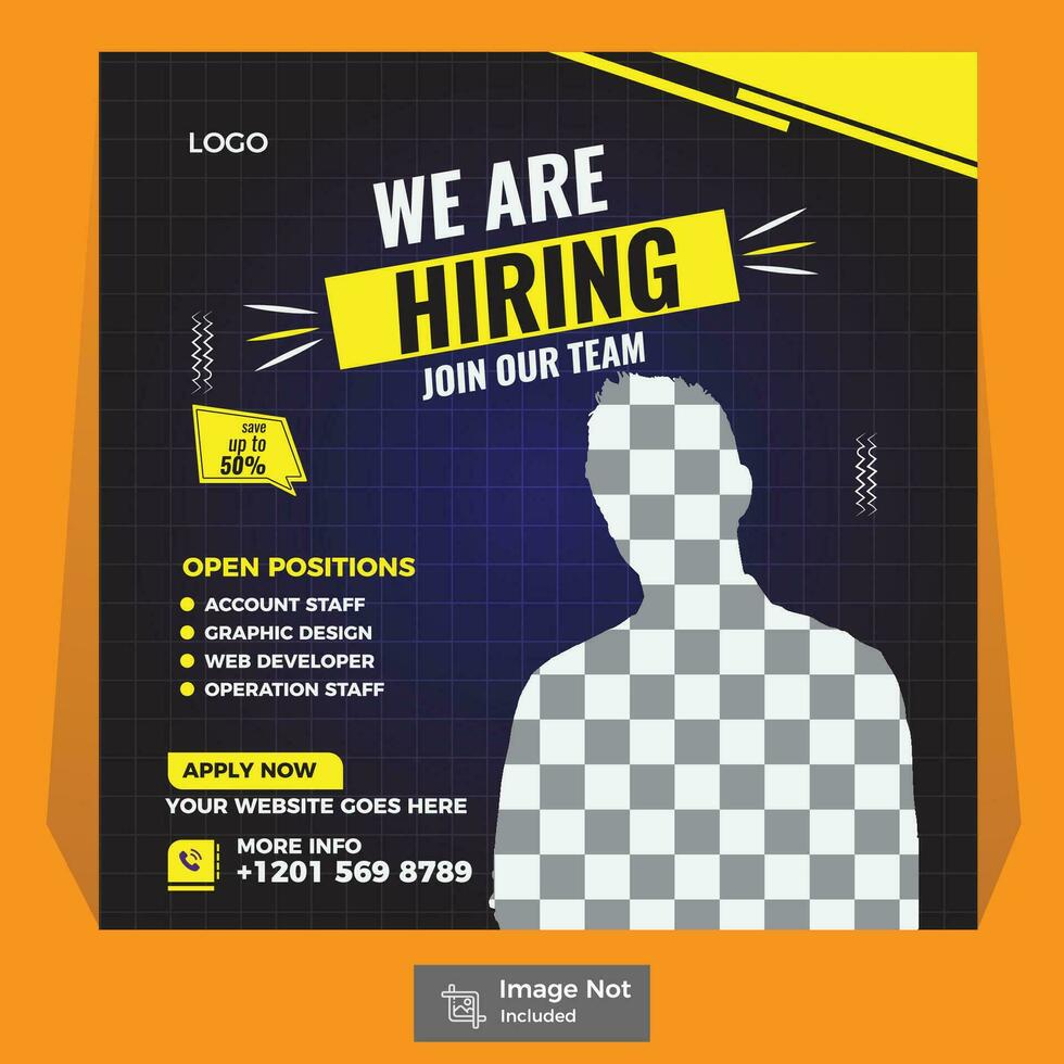 Hiring square banner ads template design for social media post Template vector