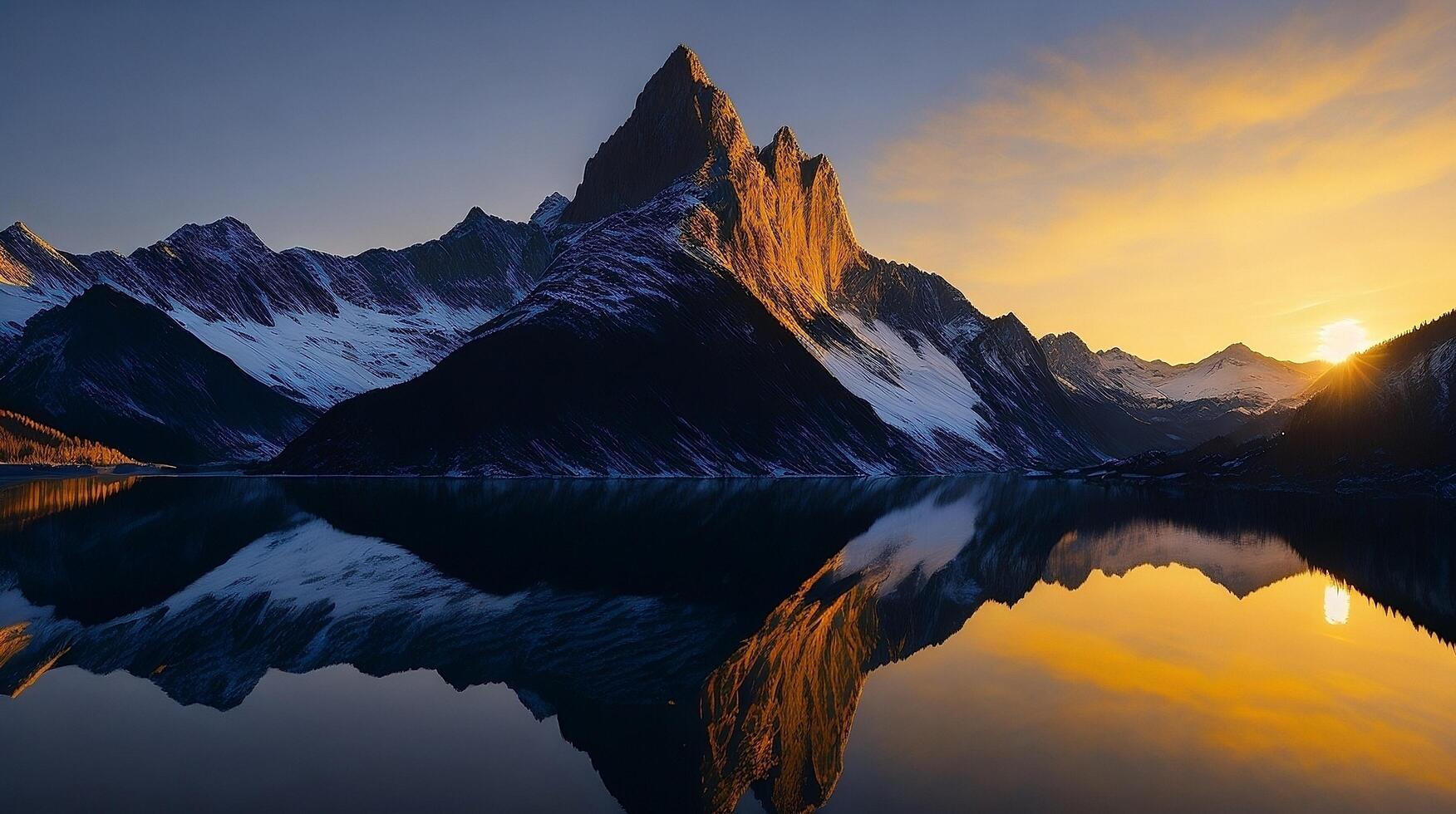 Beautiful sunset in the mountains. Panorama of the mountains photo