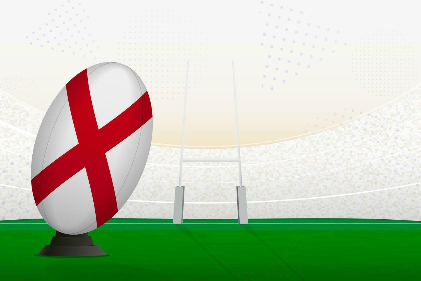 Alabama national team rugby ball on rugby stadium and goal posts, preparing for a penalty or free kick. vector