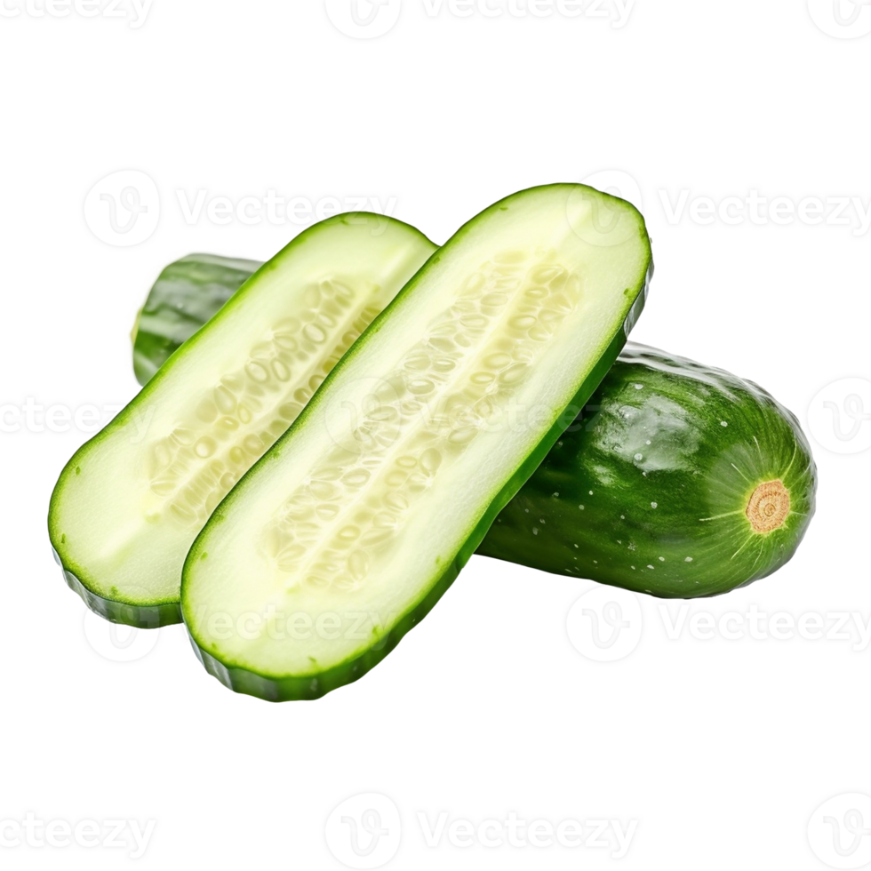 Cucumber slices isolated on transparent background, created with generative AI png