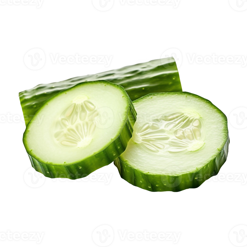 Cucumber slices isolated on transparent background, created with generative AI png