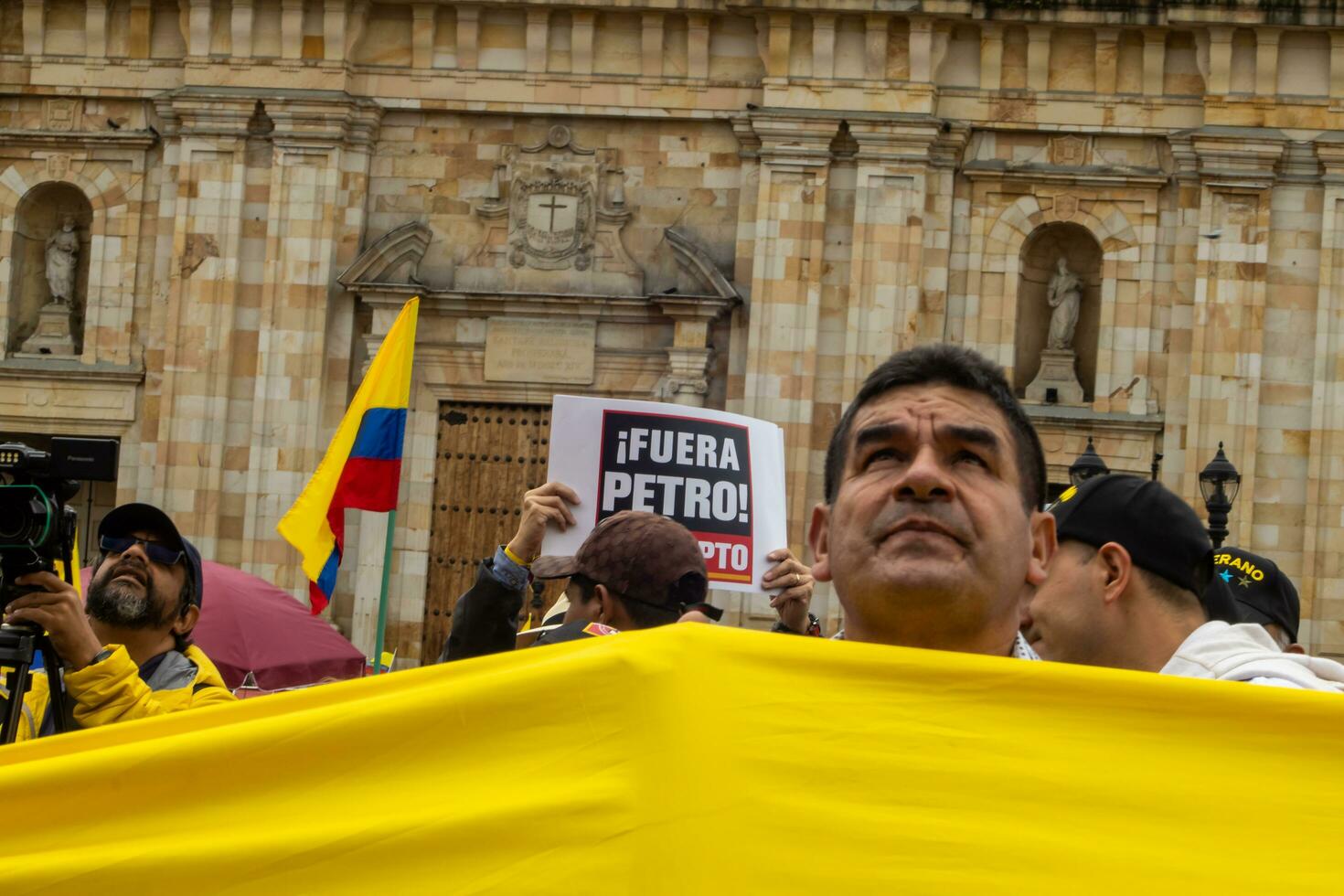 Bogota, Colombia, 16 August 2023. March asking for Gustavo Petro impeachment. Peaceful protest march in Bogota Colombia against the government of Gustavo Petro called La Marcha de la Mayoria. photo