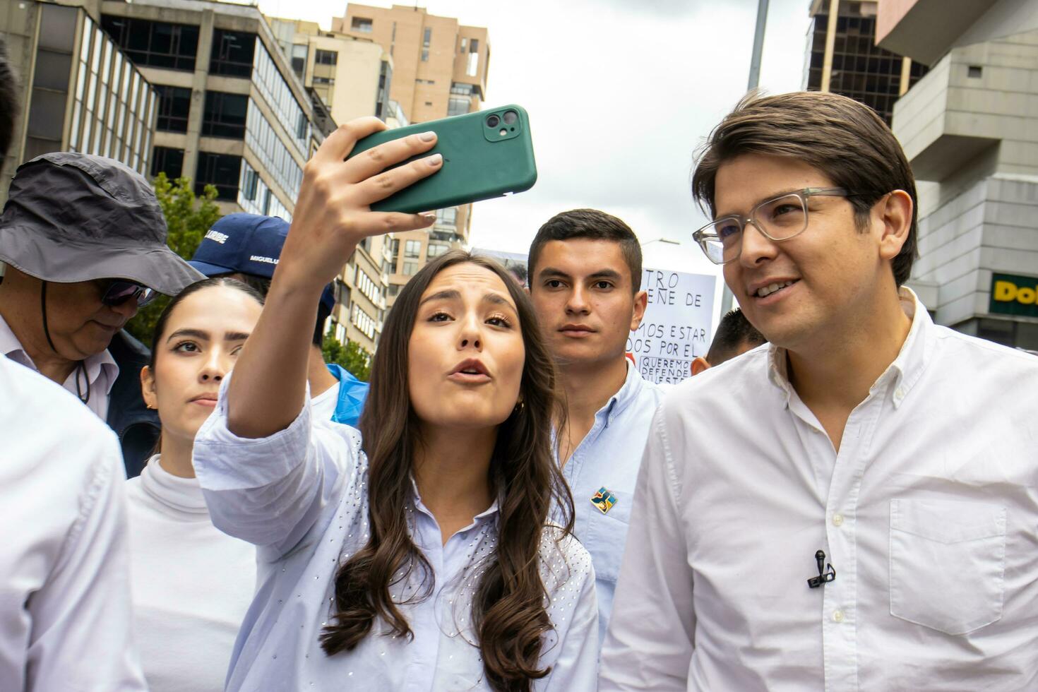 Bogota, Colombia, 16 August 2023. Senator Miguel Uribe Turbay at the march asking for Gustavo Petro impeachment. Peaceful protest. La Marcha de la Mayoria. photo