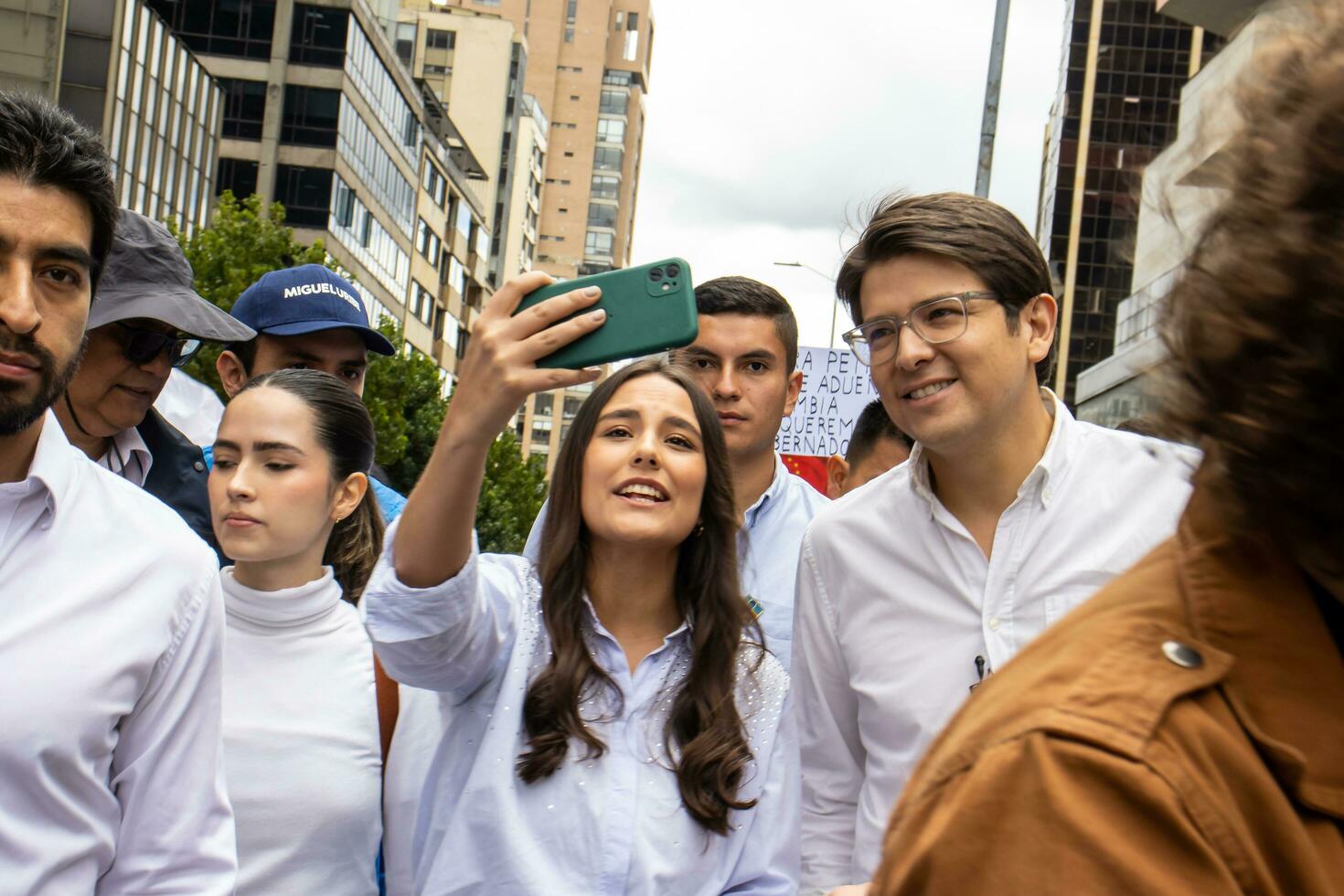 Bogota, Colombia, 16 August 2023. Senator Miguel Uribe Turbay at the march asking for Gustavo Petro impeachment. Peaceful protest. La Marcha de la Mayoria. photo