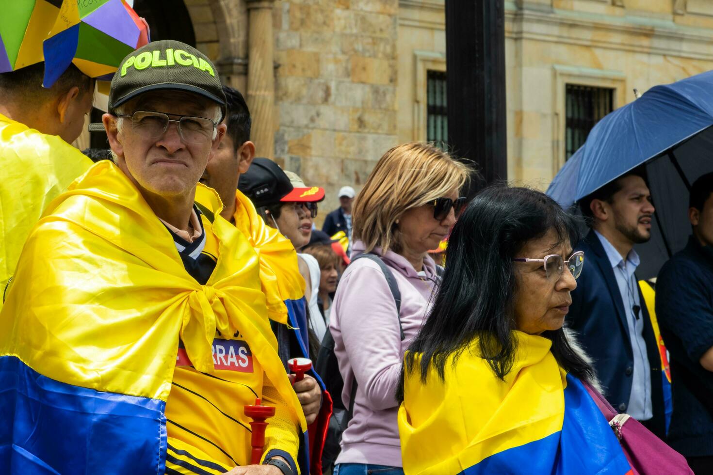 Bogota, Colombia, 16 August 2023. March asking for Gustavo Petro impeachment. Peaceful protest march in Bogota Colombia against the government of Gustavo Petro called La Marcha de la Mayoria. photo