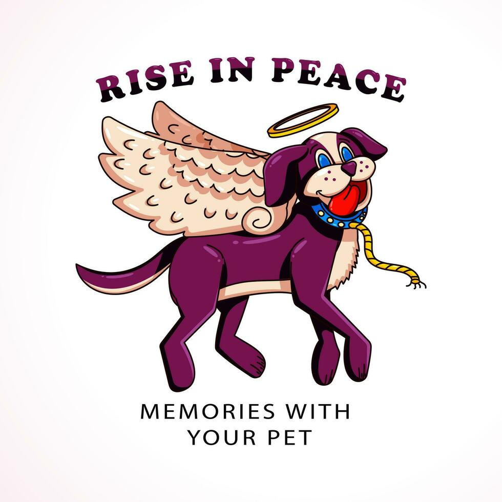 Dog flying to heaven with wings, Perfect for logos, t-shirts, stickers and posters vector