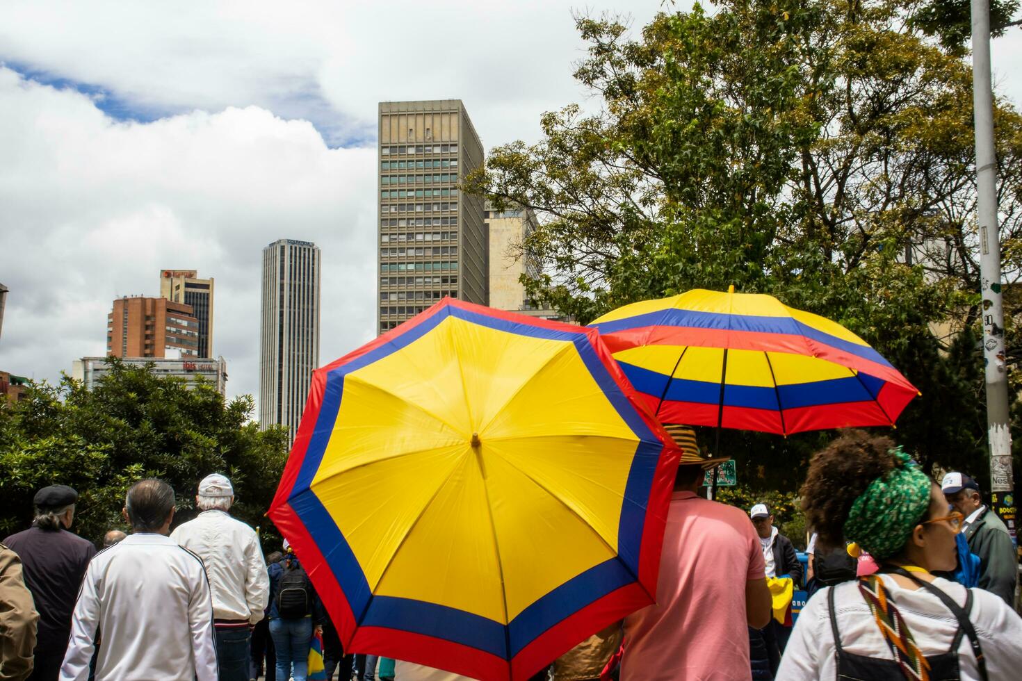 Bogota, Colombia, 16 August 2023. March asking for Gustavo Petro impeachment. Peaceful protest march in Bogota Colombia against the government of Gustavo Petro called La Marcha de la Mayoria. photo