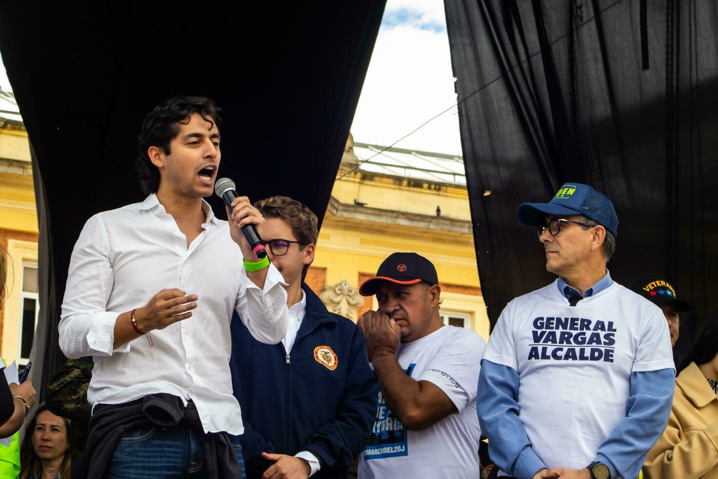 Bogota, Colombia, 16 August 2023. Ariel Ricardo Armel at the march asking for Gustavo Petro impeachment. Peaceful protest. La Marcha de la Mayoria. photo