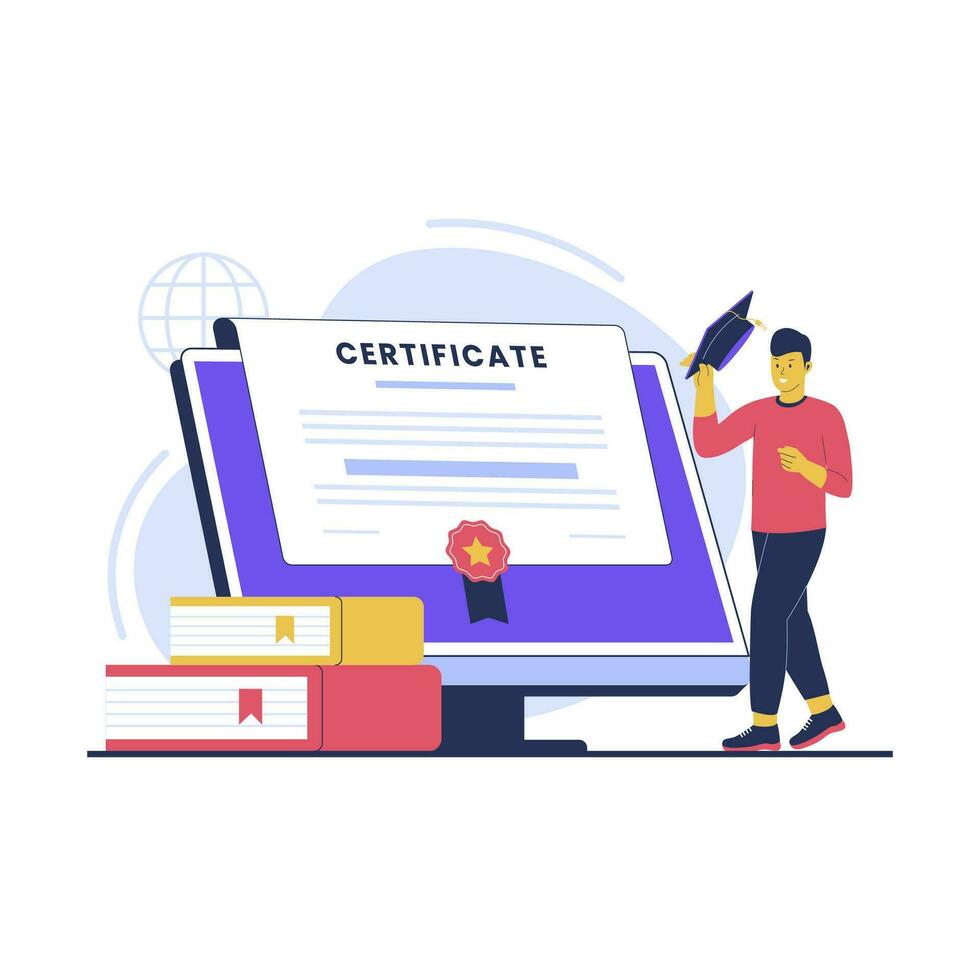 Vector of online certificate illustration