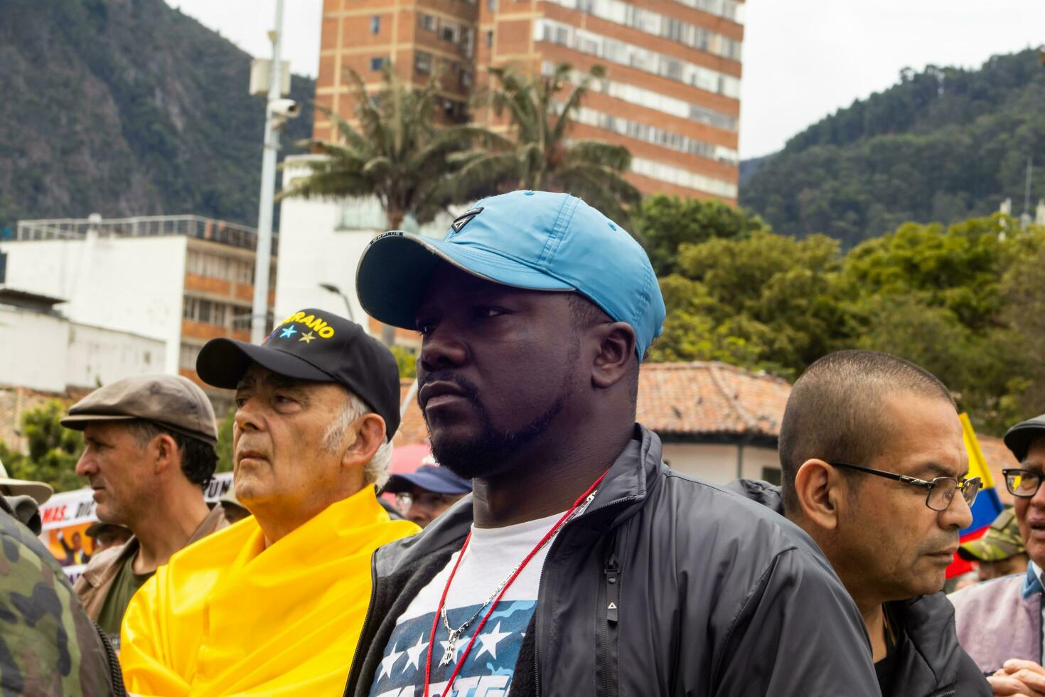 Bogota, Colombia, 16 August 2023. March asking for Gustavo Petro impeachment. Peaceful protest march in Bogota Colombia against the government of Gustavo Petro called La Marcha de la Mayoria. photo