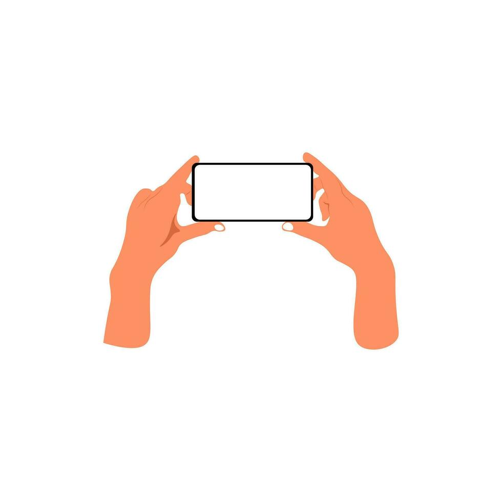 hands using smartphone with blank screen over white background vector