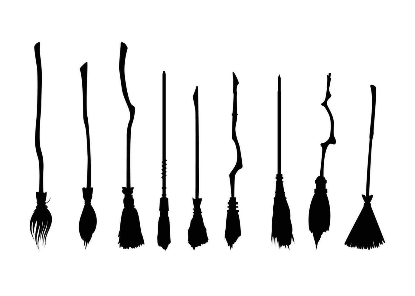 witch's brooms silhouette vector