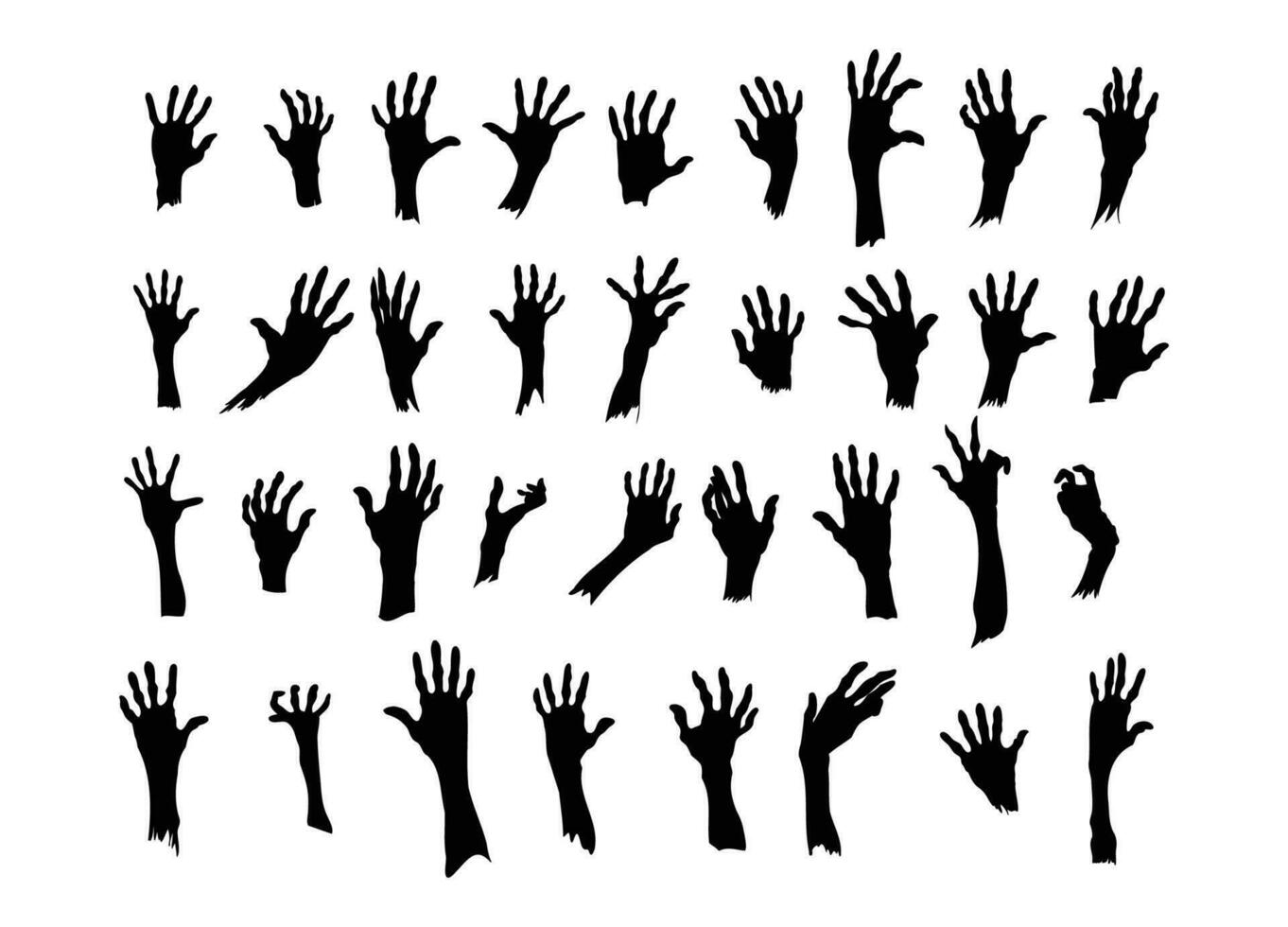 hand's zombies silhouette on white vector