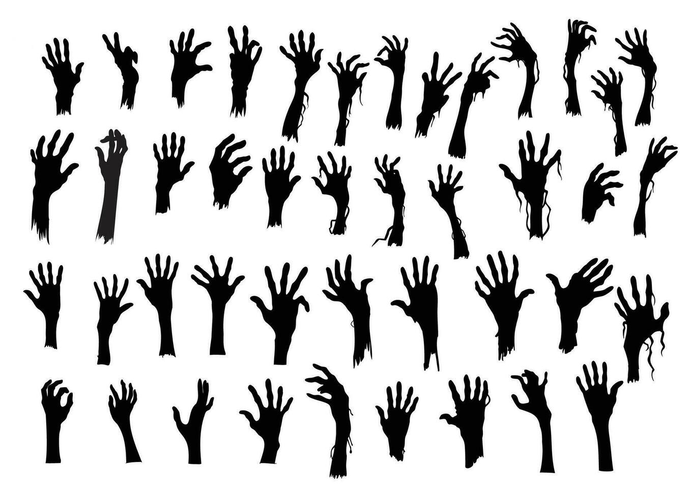 hand's zombies silhouette on white vector