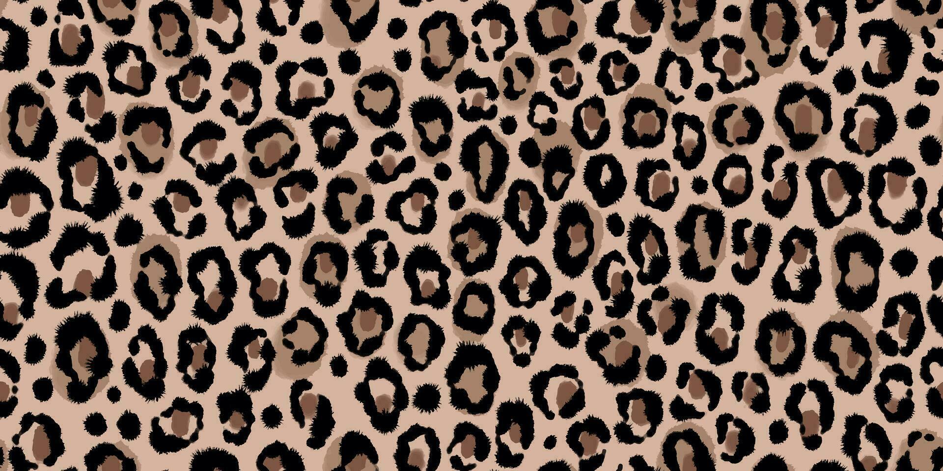 Seamless painted jaguar, leopard, cheetah, panther skin pattern. Animal beige and brown background with small spots vector