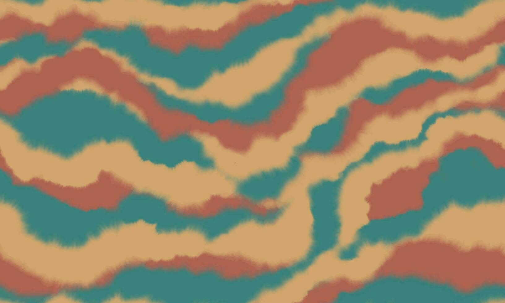 Retro abstract blurred wavy seamless pattern. Watercolor stains in beige turquoise and brown colors. Soft colorful waves vector
