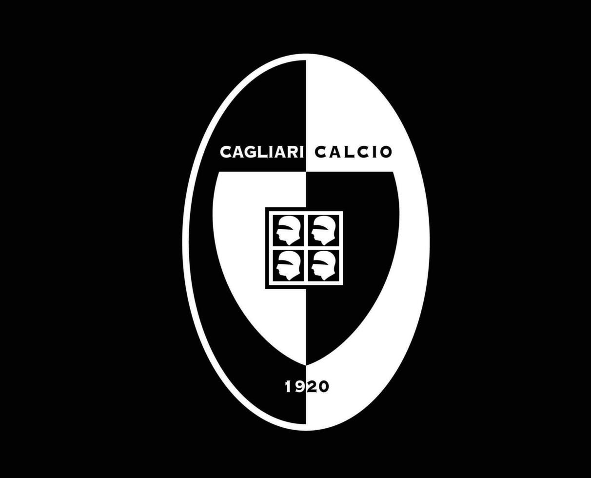 Cagliari Club Symbol Logo White Serie A Football Calcio Italy Abstract Design Vector Illustration With Black Background