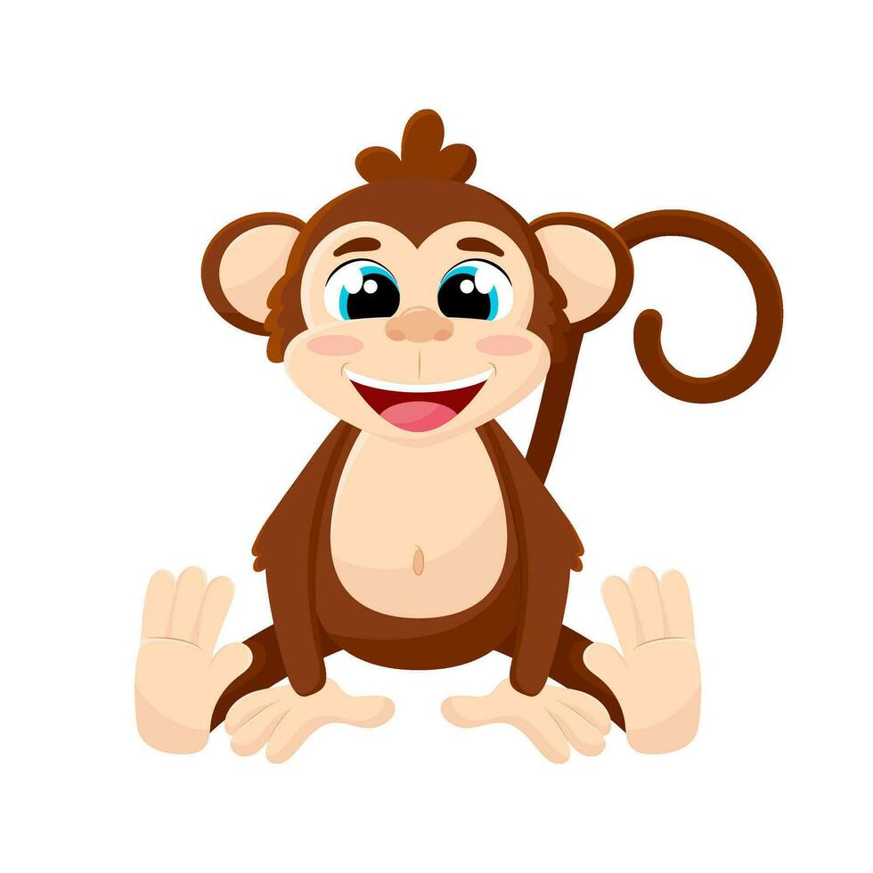 vector ilustración de un linda dibujos animados mono. africano y selva animales para niños impresión.