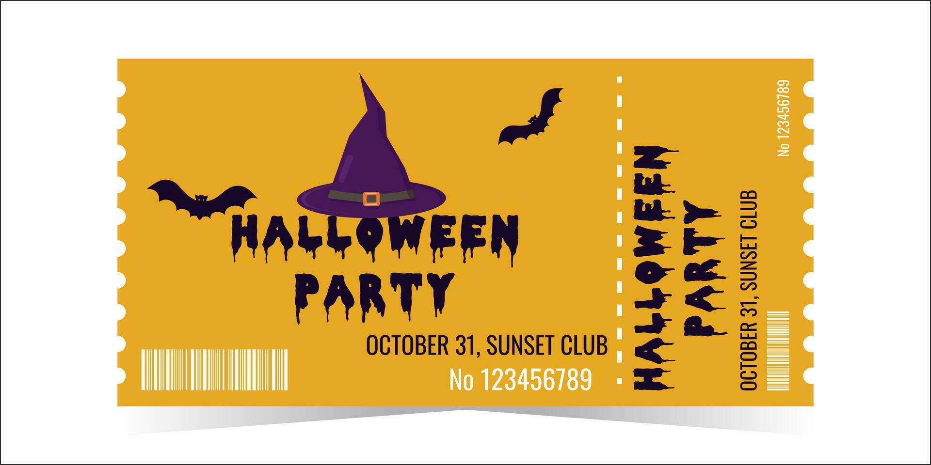Layout of the Halloween Party Ticket Template. vector