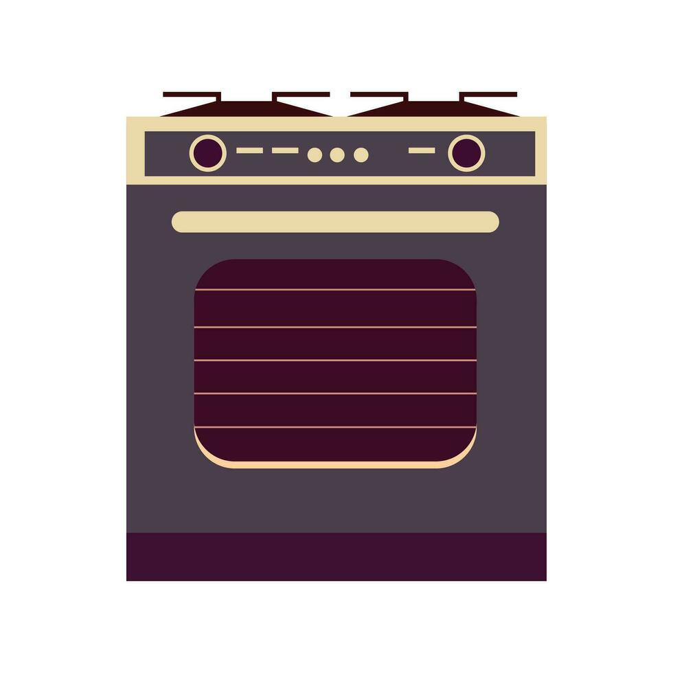 Electric or gas stove in flat style. All Objects Are Repainted. vector