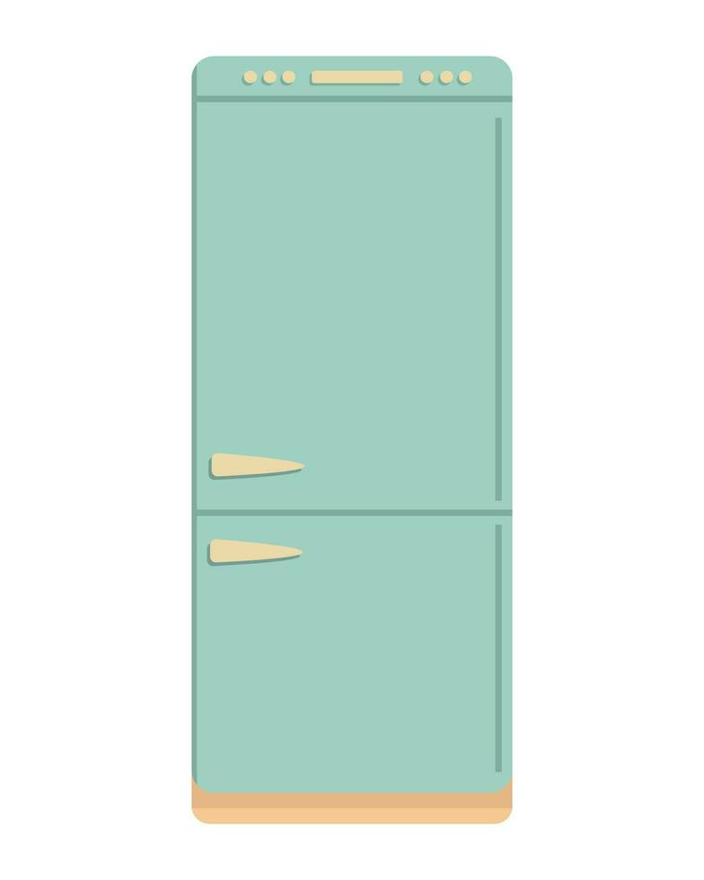 Cute blue refrigerator in flat style. All Objects Are Repainted. vector