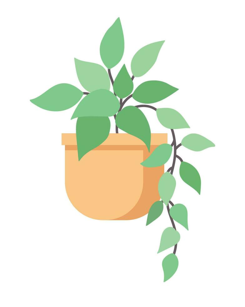Cute little houseplant in a clay pot in a flat style. Objects Are Repainted. vector