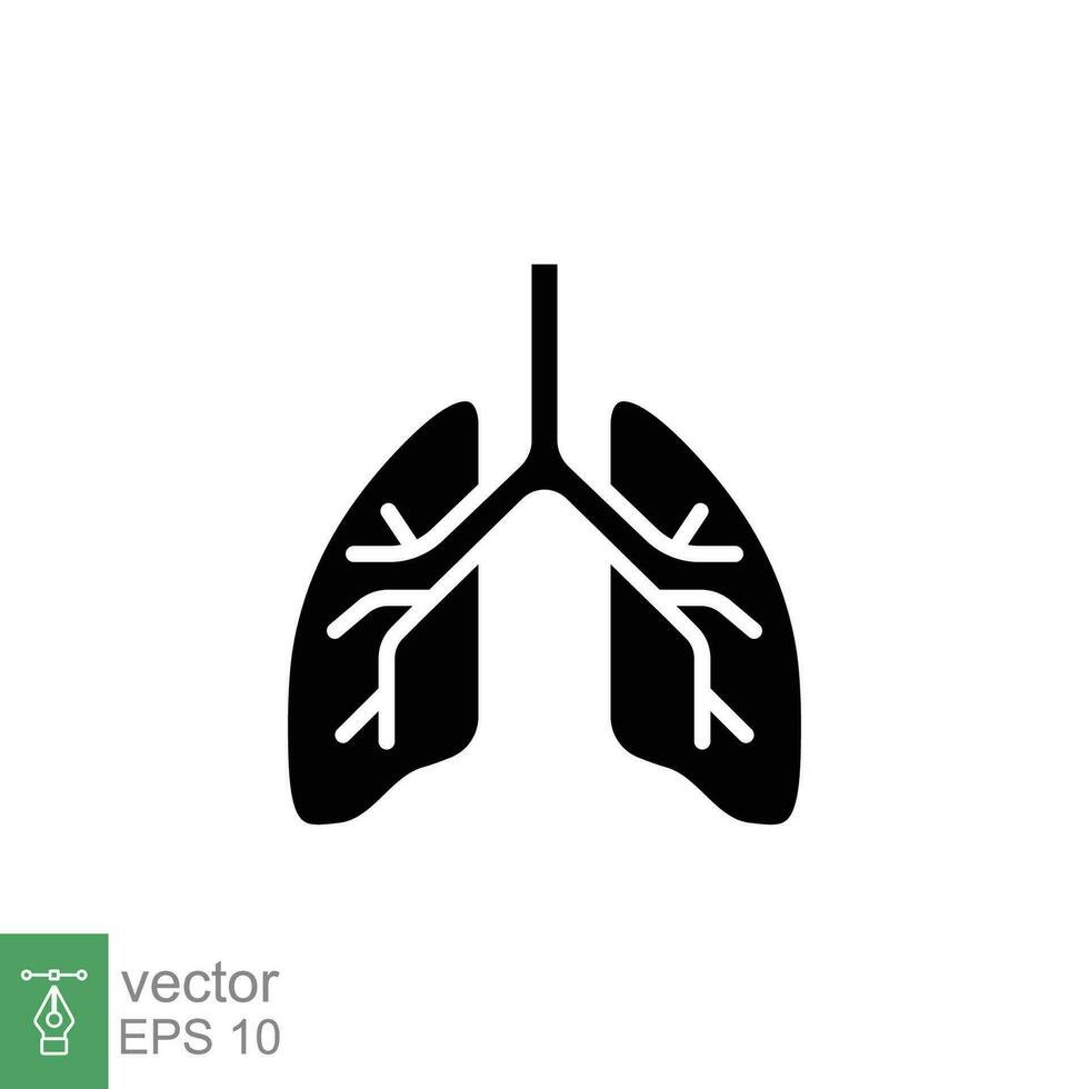 livianos icono. sencillo sólido estilo. humano interno Organo, pulmón, respiratorio sistema, neumología concepto. negro silueta, glifo símbolo. vector ilustración aislado en blanco antecedentes. eps 10