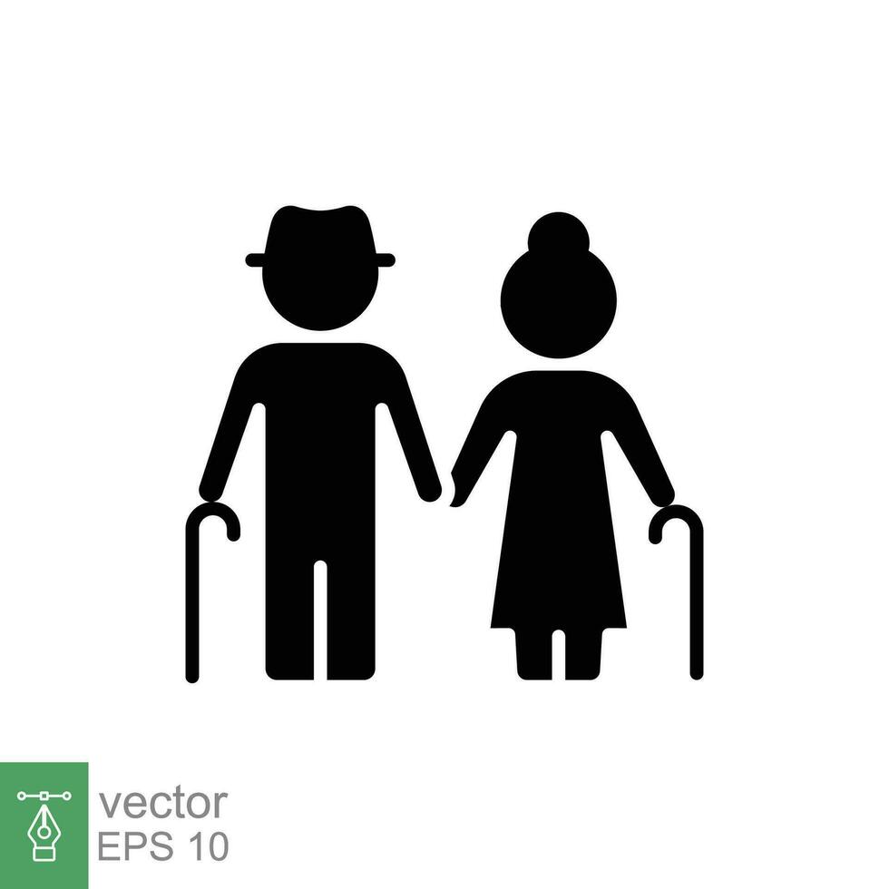 Elderly couple icon. Simple solid style. Grandparents holding hands