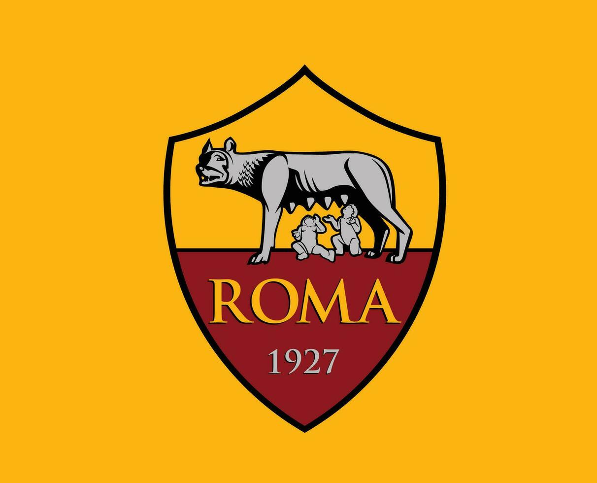 como Roma club logo símbolo serie un fútbol americano calcio Italia resumen diseño vector ilustración con amarillo antecedentes