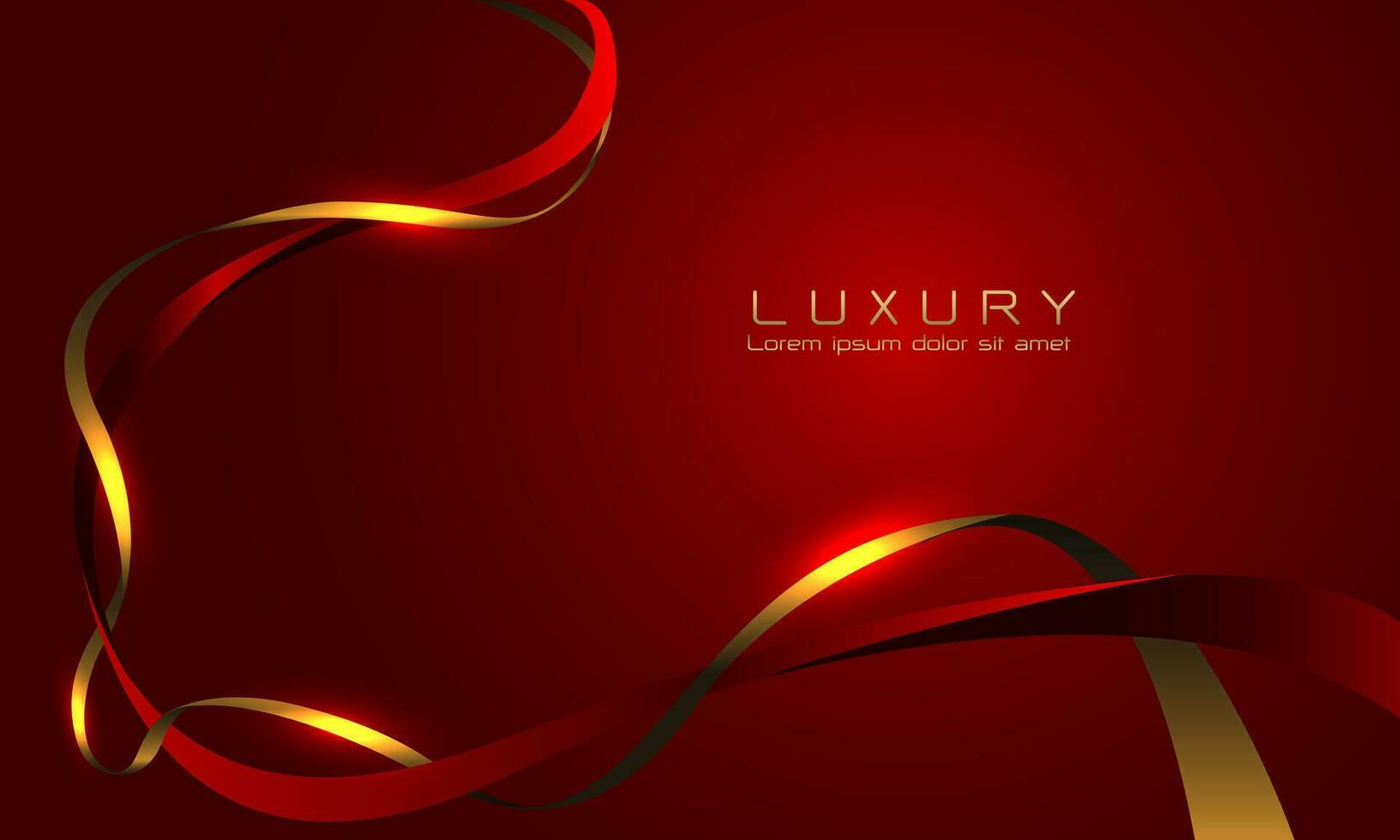 Abstract red curve gold line ribbon luxury design modern creative background vector