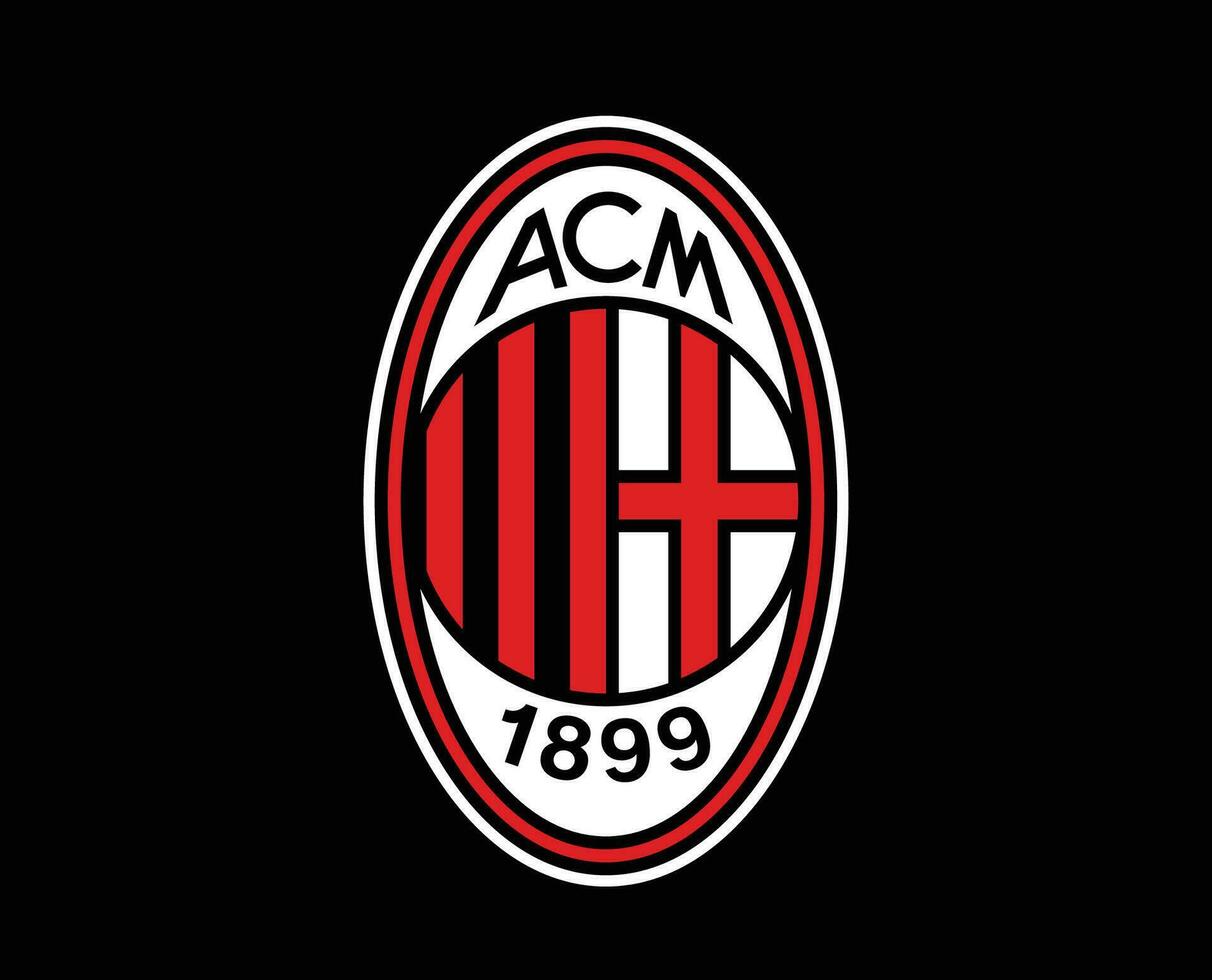 AC Milan Club Logo Symbol Serie A Football Calcio Italy Abstract Design Vector Illustration With Black Background