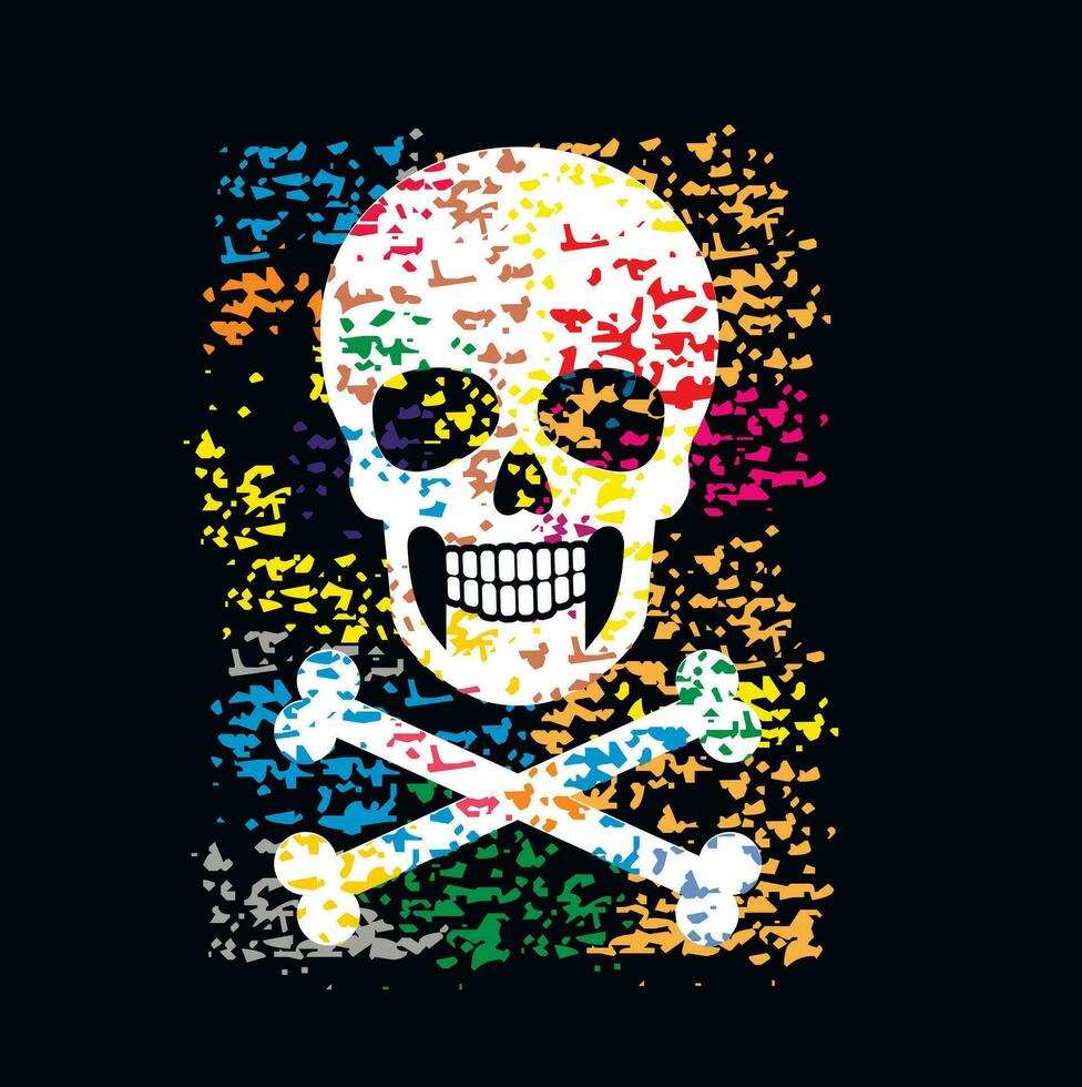 Signo gótico con calavera, camisetas de diseño vintage grunge vector