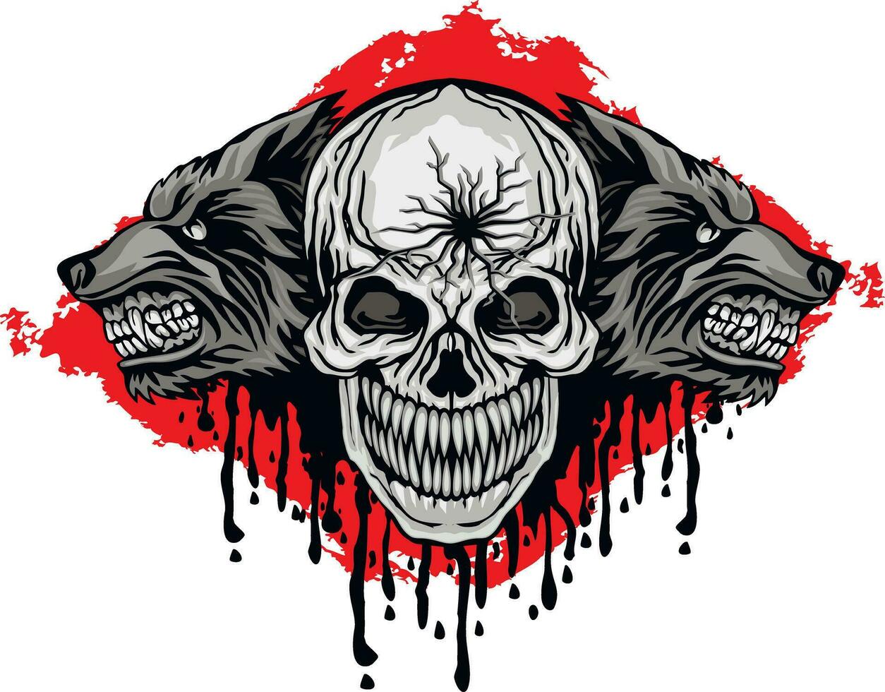 Gothic sign with skull, grunge vintage design t shirts vector
