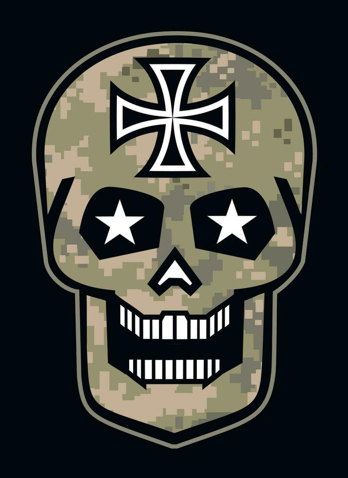 military sign with skull, grunge vintage design t shirts vector