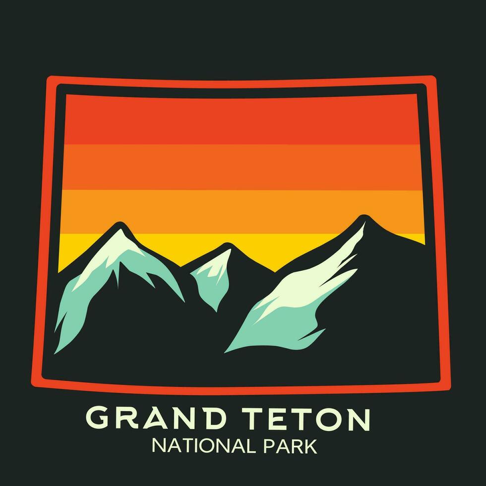 vector of grand teton national park, mountain, perfect for t-shirt design, etc