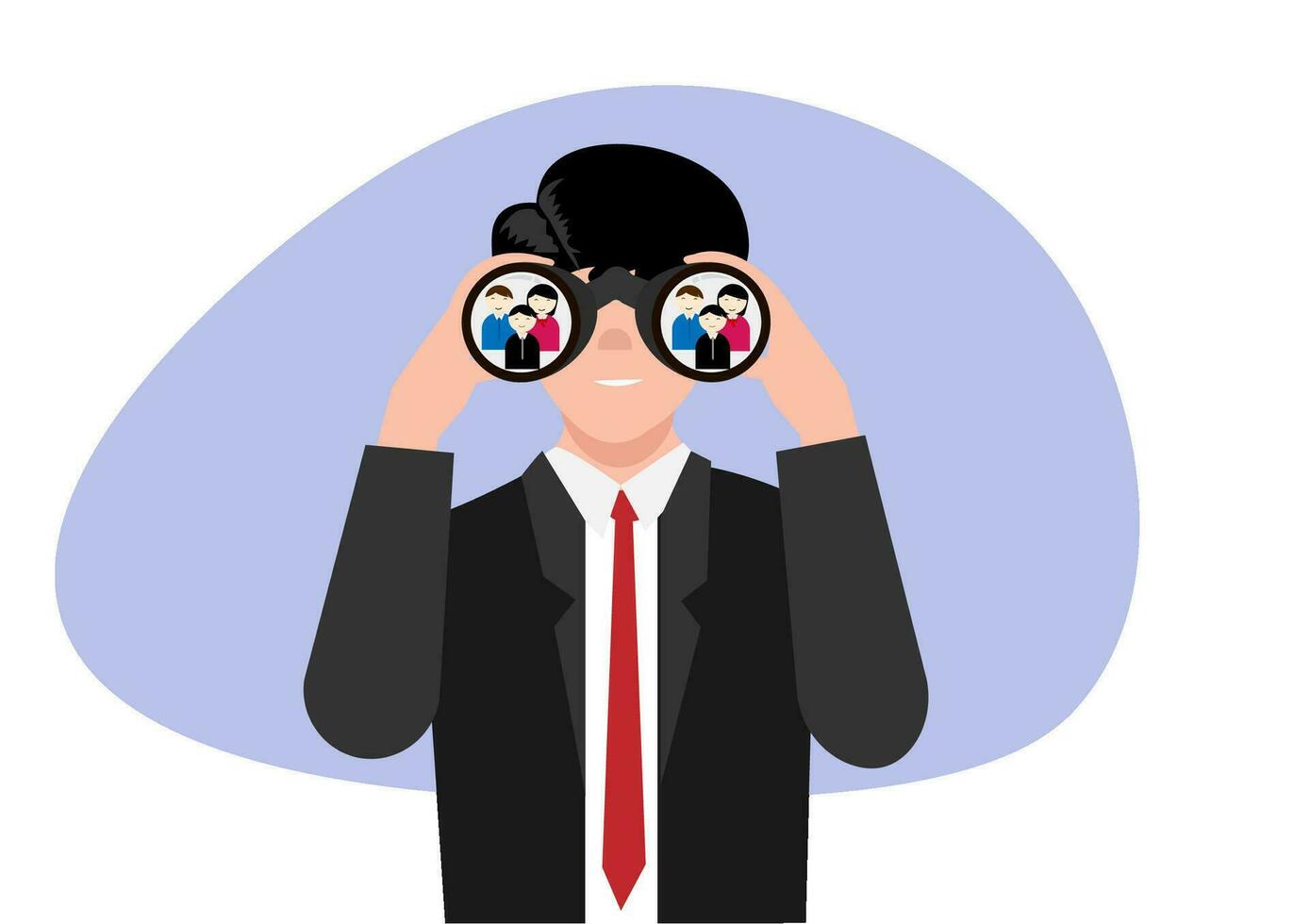 Searching for candidate, HR Human Resources find people to fill in job vacancy, recruitment or finding career opportunity concept, businessman HR look through binoculars to find candidate people. vector