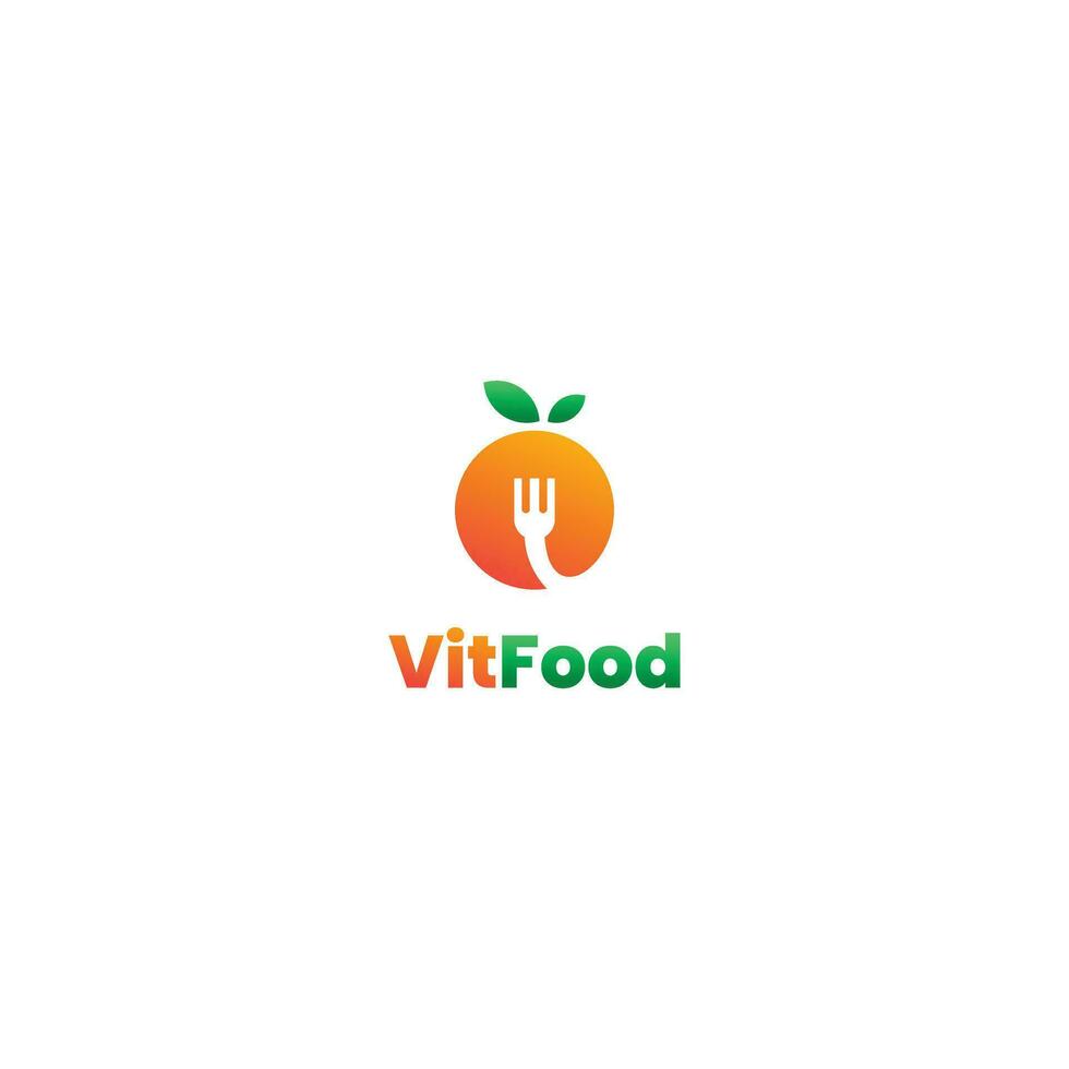 orange combine with fork logo design on isolated background vector