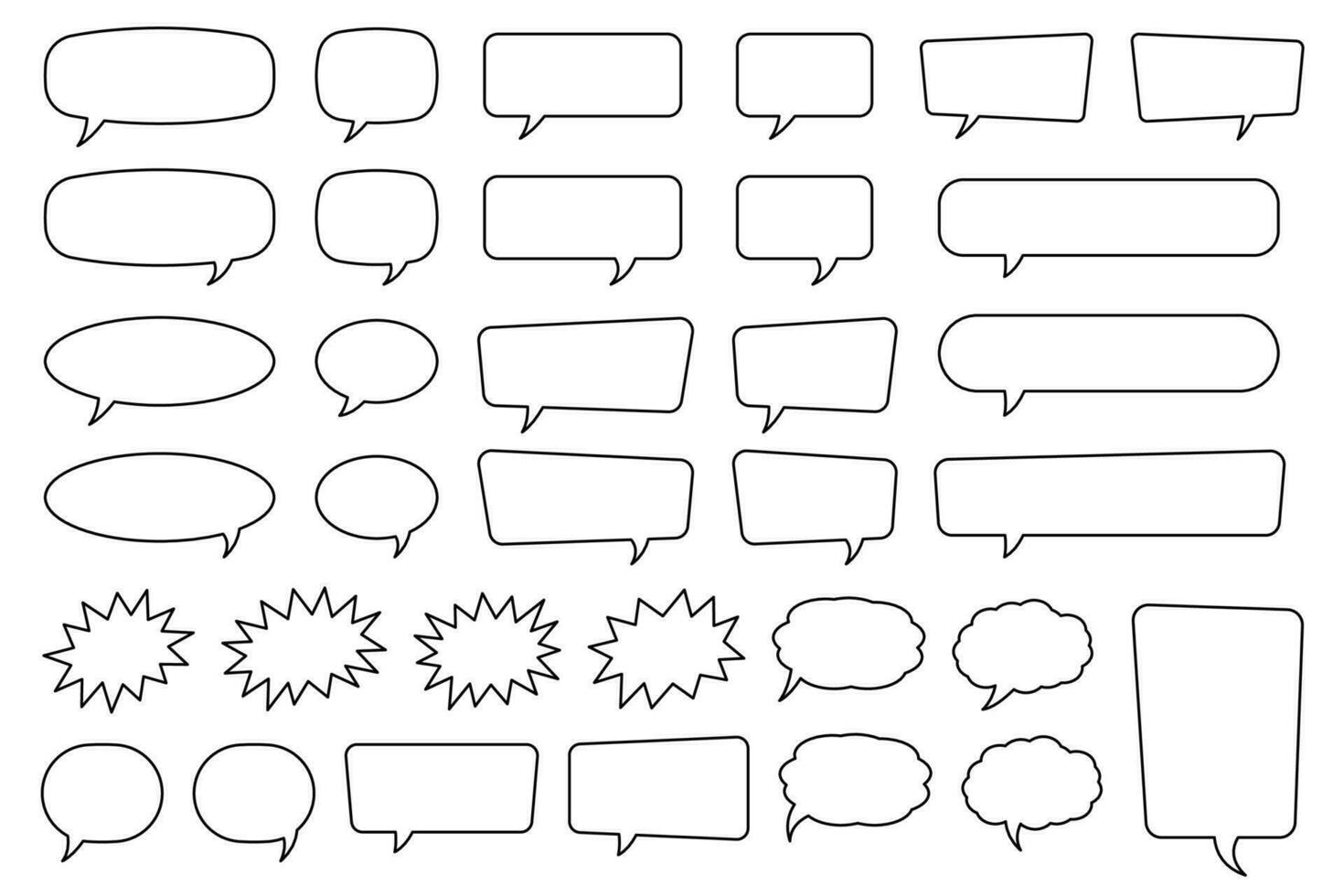 Speech bubble, speech balloon, chat bubble line art vector icon for apps and websites.