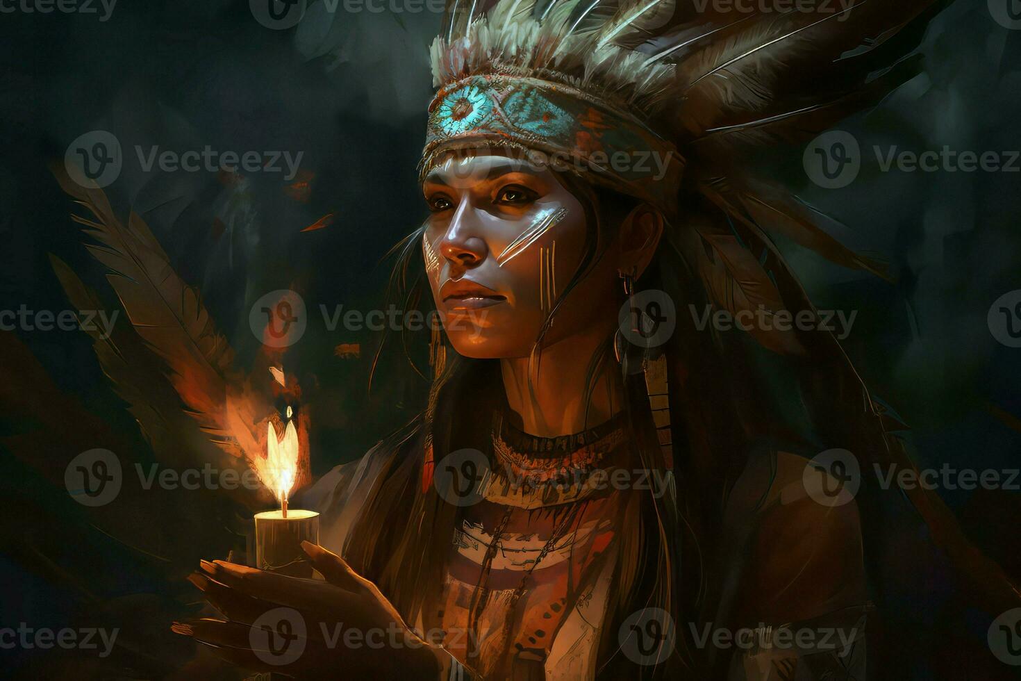 American shaman. Generate Ai photo