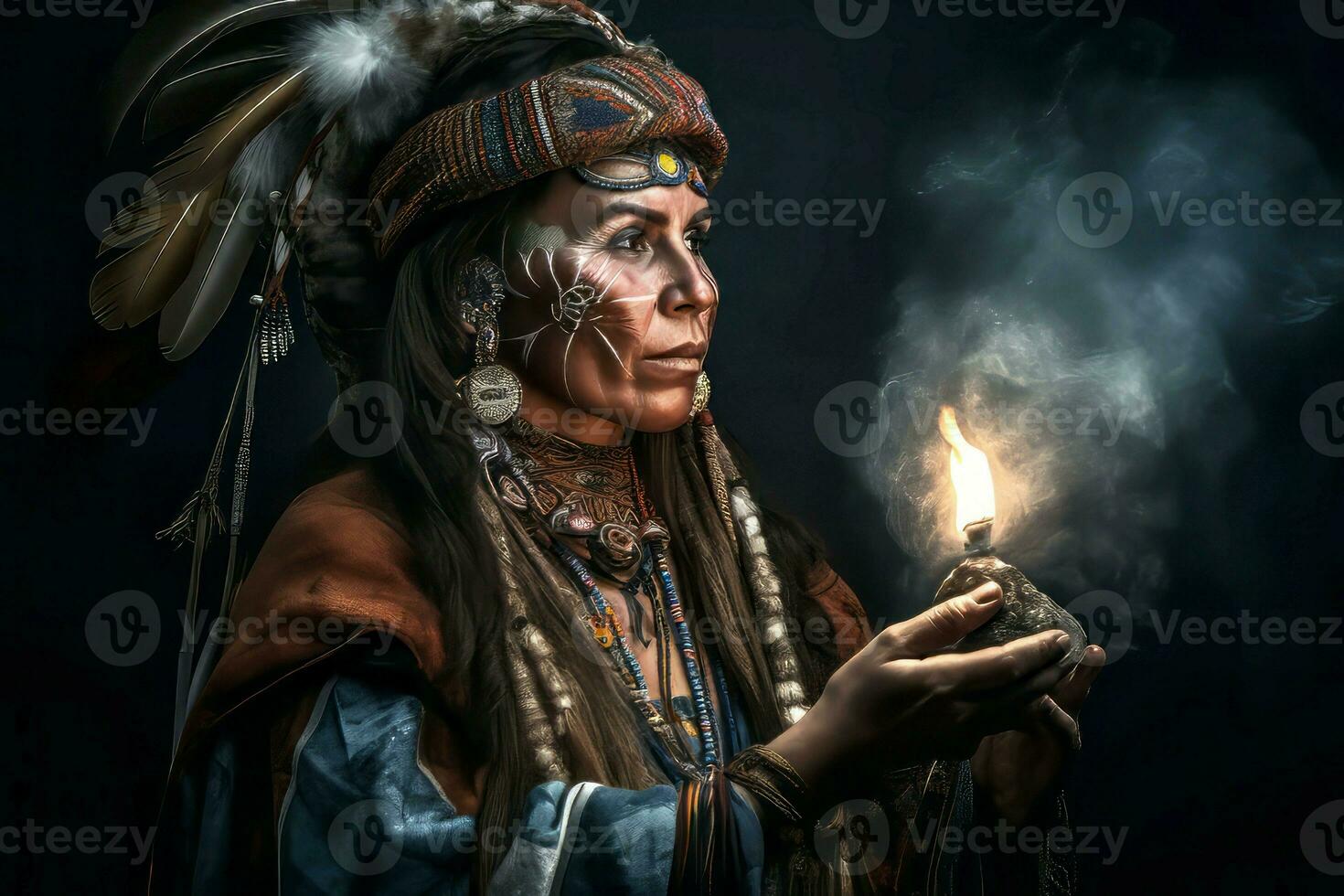 American female shaman. Generate Ai photo
