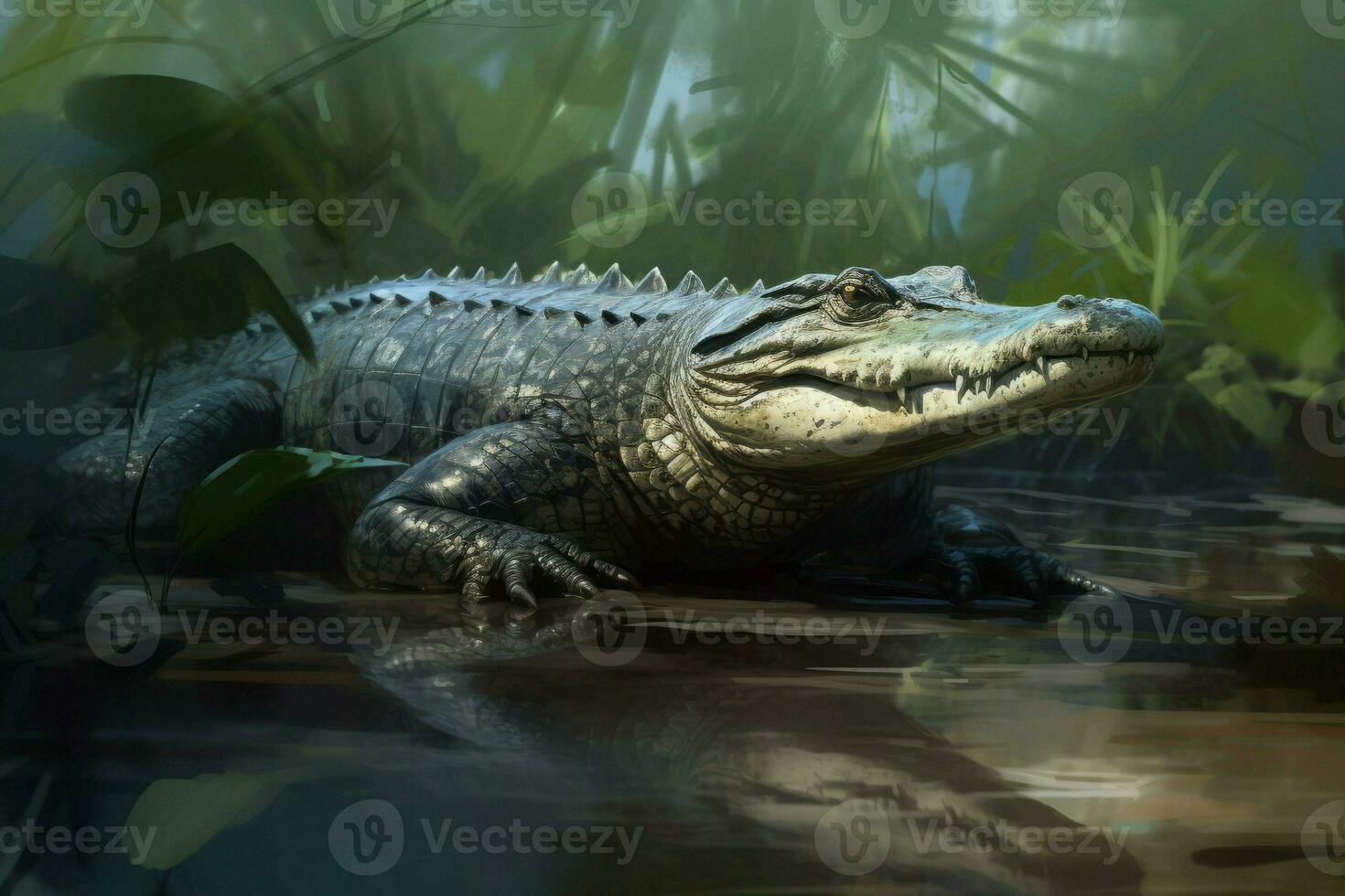 Alligator forest. Generate AI photo