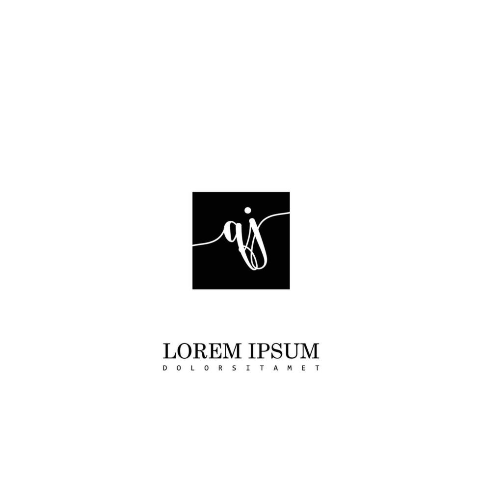 QJ Initial Handwriting In Square Frame Template Design vector