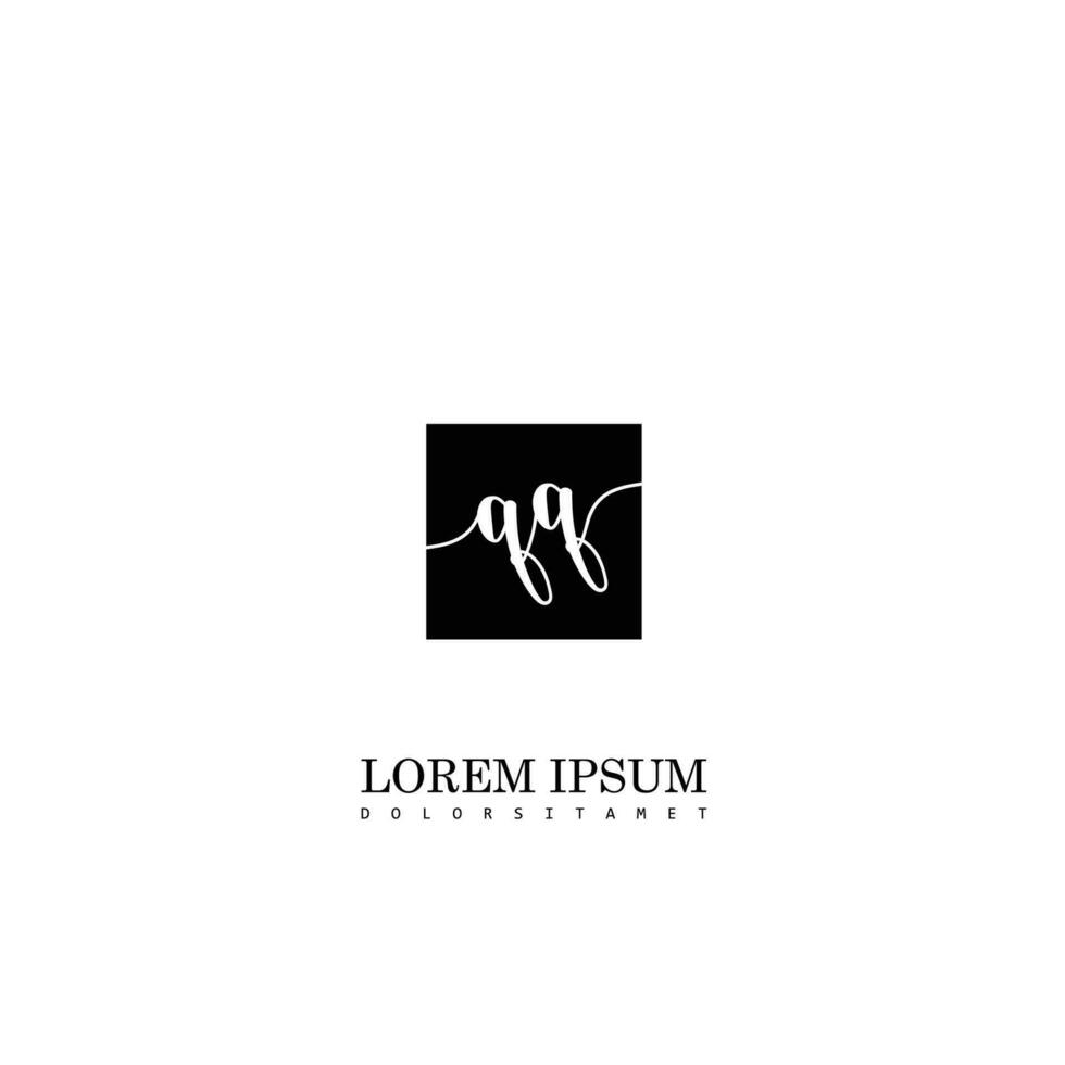 QQ Initial Handwriting In Square Frame Template Design vector