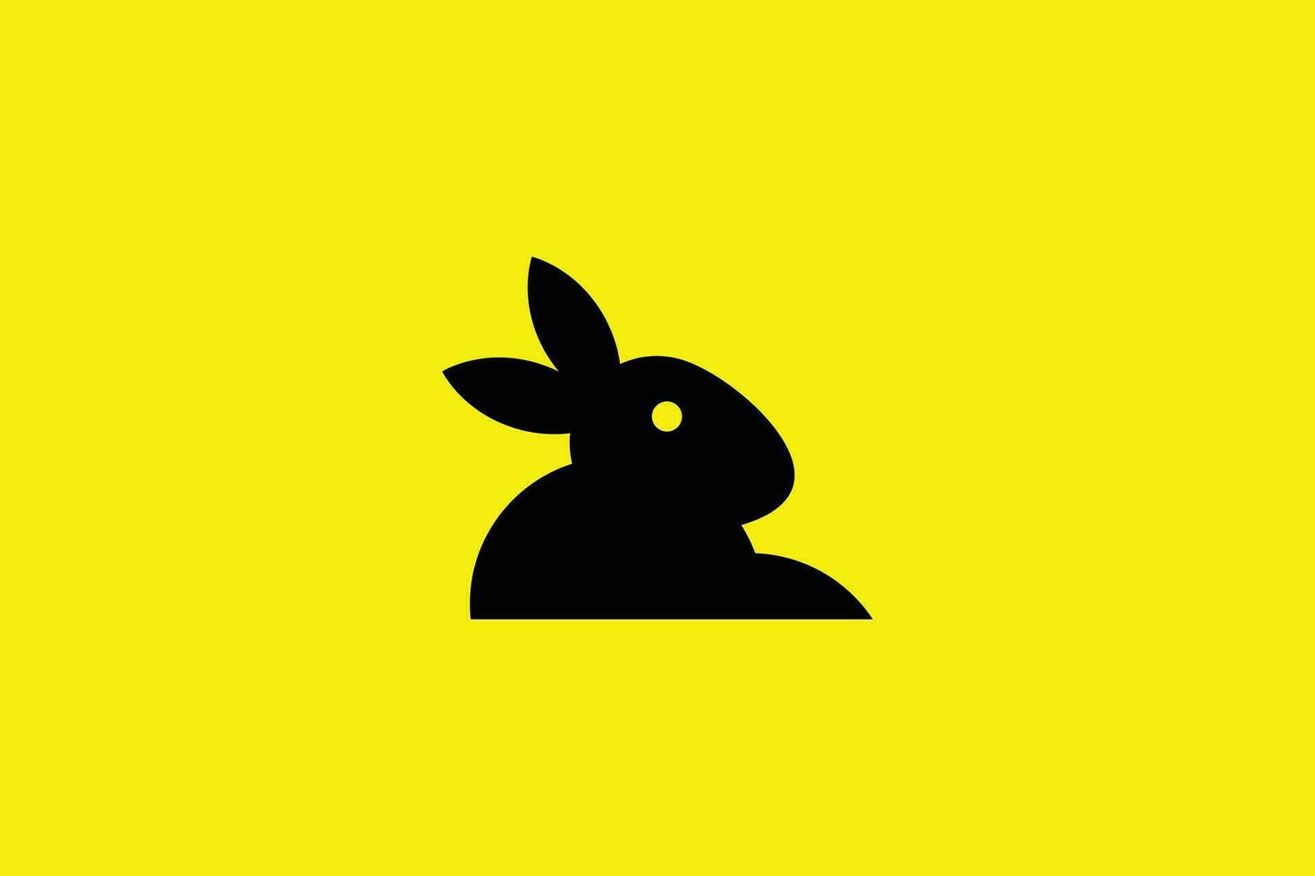 Creative minimal style professional rabbit logo design template on black background vector