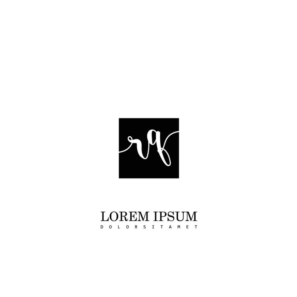 RQ Initial Handwriting In Square Frame Template Design vector