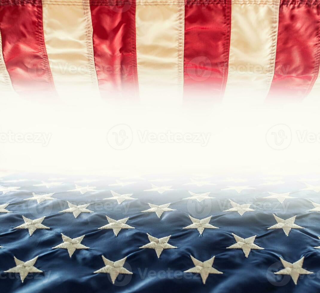 American flag. Usa Flag. Abstract perspective background of stripes and strars with american symbol -  Flag. photo