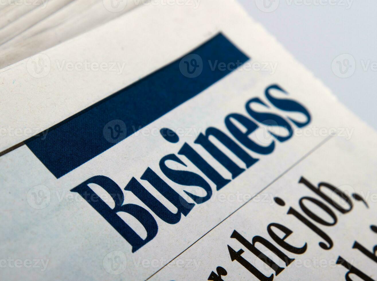 Business newspaper with latest financial information from the world photo